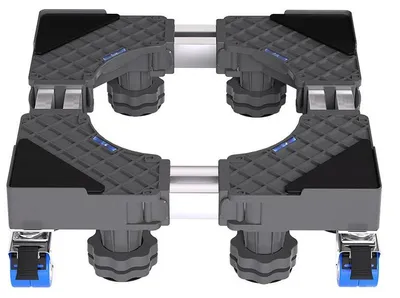 Immagine prodotto di Base universale per elettrodomestici - Supporto regolabile per macchinari - Adatto per lavatrici, frigoriferi, asciugatrici - Regolabile in altezza - Materiale plastico riutilizzabile - Colore: nero