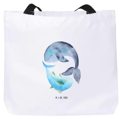 Produktbild von Mr. & Mrs. Panda Tote Bag Walfisch Thunfisch - Weiß - Geschenk, Witz, Strandtasche, Wal, Laptoptasche, Stoffbeutel, Freizeittasche, Reisetasche, Wahl, Tasche, Tunfisch