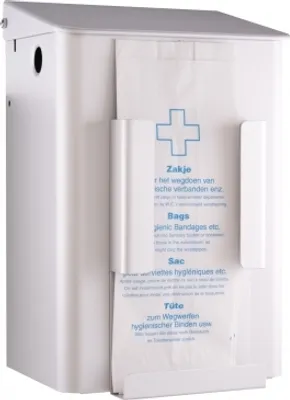Produktbild von MediQo-line Hygiene Abfallbehälter 6 Liter zur Wandmontage aus Aluminium oder Edelstahl, Farbe:Weiß