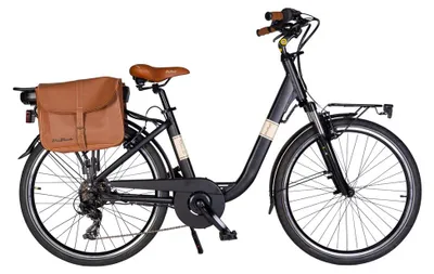 Immagine prodotto di Via Veneto Bici Elettrica Classic E-bike Lady 26” 6V Nero con Borse Laterali