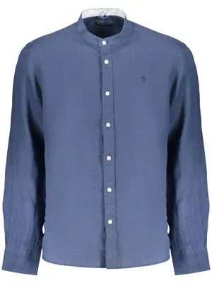 Image de Chemise élégante pour homme, bleue, à col mandarin – Ocean Positive