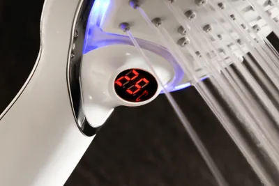 Obrázek produktu pro Schütte LED ruční sprcha POLARIS tři barevné varianty zobrazení teploty chrom/bílá 60782