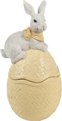 Immagine prodotto di Clayre & Eef Decorazione Ciotola Uovo 11x10x20 cm Giallo Bianco Plastica Coniglio