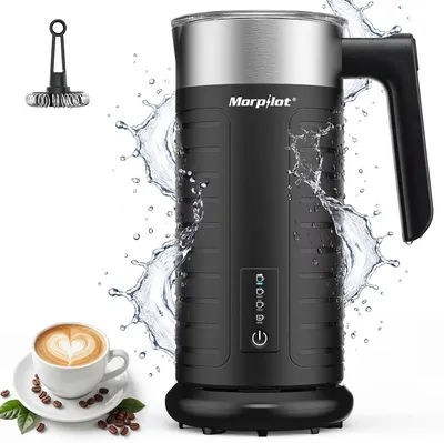 Produktbild von Elektrischer Milchaufschäumer 4-in-1, 240 ml, heißer und kalter Milchschaum, leise und schnell, Edelstahl, Antihaft, spülmaschinengeeignet