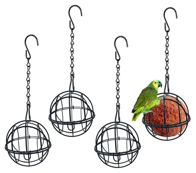 Produktbild von Fettkugelhalter Meisenknödelhalter Vogelfutterhalter - 4 Stück - Metall - Schwarz - Für Wildvögel