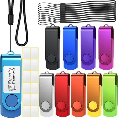 Immagine prodotto di Chiavetta USB girevole multicolore da 16 GB con indicatore LED, confezione da 10 pezzi da 16 GB