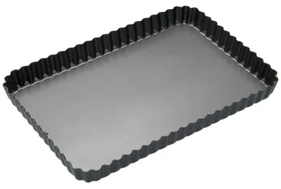 Produktbild von Rechteckige Springform Quicheform Obstkuchenform - Losboden - 31 x 21 cm - Geriffelt - Kohlenstoffstahl - Verzinkt