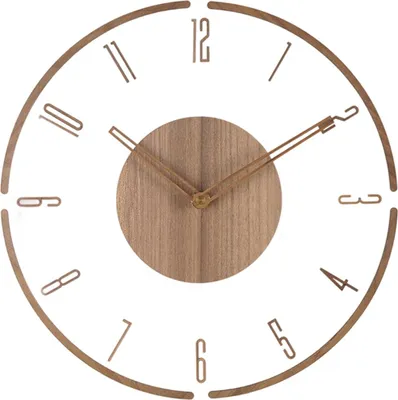 Produktbild von Wanduhr Dekorative Stil-Wanduhr, Vintage-Holz-Heimdekoration, runde Wanduhr ，35cm，durchbrochenes Design,Uhr für Wohnzimmer-Dekor, geräuschlos（B）