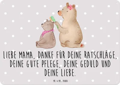 Produktbild von Mr. & Mrs. Panda tafel Bär Kind DIN A3 - Grau Pastell - Geschenk, Muttertag, Wandbild, Schild, Mama, Familie, wandtafel, Türschild, Mutti, Metallschild, Tochter