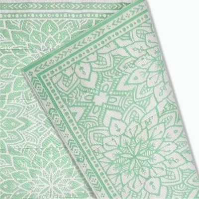 Productafbeelding van Goliving Buitenkleed Zomer Flora - 183x290 cm - Omkeerbaar tuinmeubel - Inclusief draagtas - Groen/Wit