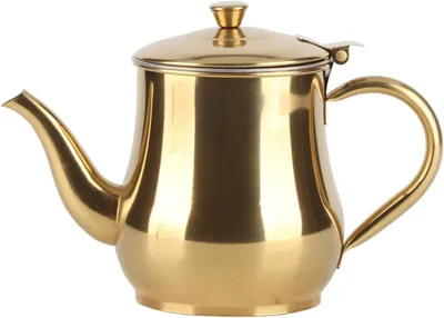 Imagen del producto de Tetera de acero inoxidable, 500 ml, con acabado dorado, para la cocina
