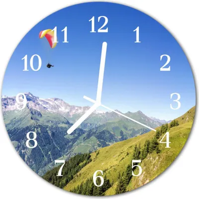 Produktbild von Glasuhr Wanduhr Küchenuhr Echt-Glas 30fi cm Gebirge grün
