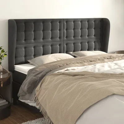 Produktbild von Kopfteil mit Ohren Dunkelgrau 203x23x118/128 cm Samt , Kopfteile Design 2024