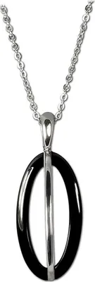 Produktbild von Amello Halskette Edelstahl Keramik 70cm Ellipse Schmuck silber schwarz D2ESKX09S