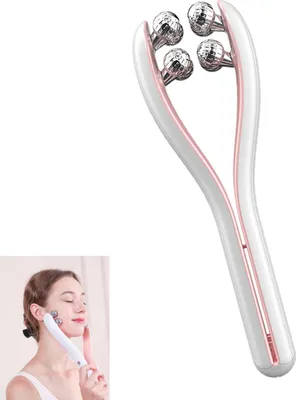 Produktbild von Mikrostrom Gesichtsroller mit 3D Rollen, 3 Intensitätsstufen, USB-C aufladbar, Gesicht & Hals Massagegerät zur Straffung