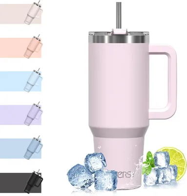 Obrázok produktu pre Termohrnček 1182 ml, nehrdzavejúca oceľ, rukoväť, slamka, dvojitá vákuová izolácia, nepriepustné viečko