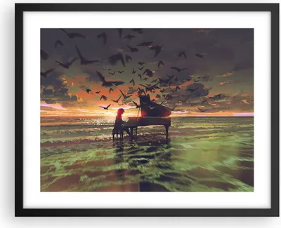 Produktbild von Gerahmtes Poster - Schwarzer Rahmen - Klaviermusik - 50x40 cm - Wand Bild - Wanddeko - Wandbilder - Kunstposter - Wandposter - Bilderrahmen - Bilder - Kunstdruck - Wandbild - P2BAA50x40-3911