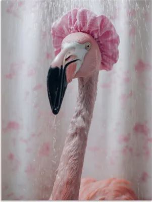 Produktbild von ARTland Wandbild Alu für Innen & Outdoor Flamingo unter der Dusche Größe: 30x40 cm