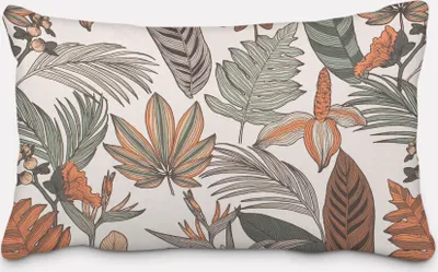 Produktbild von SCHÖNER LEBEN. Kissenhülle Retro Blätter Blumen weiß orange braun Größe 60x80cm (HxB) 60x80cm (HxB) Größe