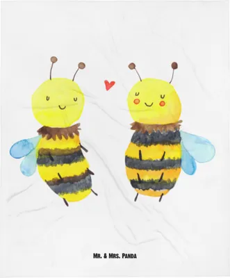 Produktbild von Mr. & Mrs. Panda Kinderwagendecke Biene Verliebt - Weiß - Geschenk, Fleecedecke, Babydecke, Schlummerdecke, Erstlingsdecke, Kinderdecke, Plaid
