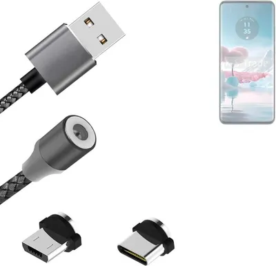 Produktbild von K-S-Trade Hochwertiges Magnet-Lade-kabel Sync-Kabel Daten-Kabel kompatibel mit Motorola Edge 40 Neo mit USB-Typ-C-Anschluss und Micro-USB-Anschluss 2A