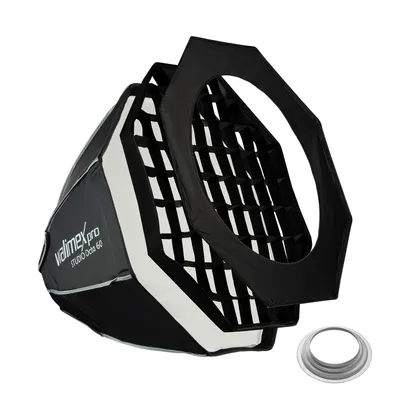 Produktbild von Walimex pro Studio Softbox Octagon 60cm + Hensel EH Adapter, 360°, einfacher Aufbau, inkl. Grid, Maske, Bowens Adapter und Transporttasche, ideal für Porträts und Beauty-Aufnahmen