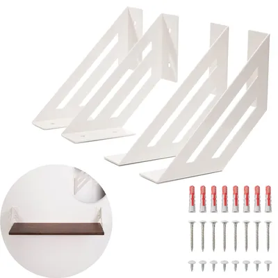 Zdjęcie produktu dla Omgoods - Zestaw 4 białych wsporników narożnych do półek ściennych (średnica 14 cm)