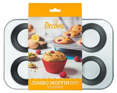 Produktbild von Decora 0070040 Backform 6 Jumbo Muffin Ø 9 cm - 34 x 22 x 4,5 cm, Grau