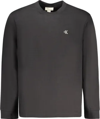 Produktbild von Elegantes Schwarz: Herren Langarmshirt mit Stickerei & Rundhals