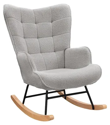 Zdjęcie produktu dla Krzesło bujane - Krzesło bujane z podłokietnikami - Krzesło relaksacyjne - Krzesło do salonu - Jasnoszary