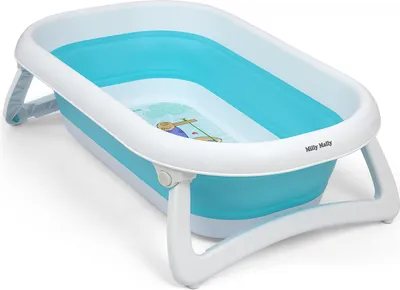 Zdjęcie produktu dla Milly Mally Aqua niebieska składana wanienka dla niemowląt z odpływem