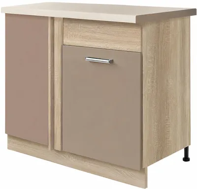 Productafbeelding van Hoekonderkast - PREMIO 25D - Hoekonderkast 110 cm, beige hoogglans