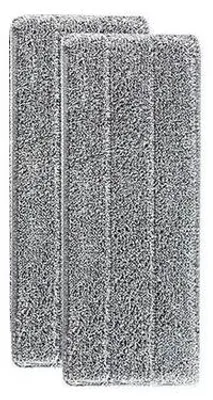 Two grey flat mop replacement cloths are shown side-by-side against a white background.