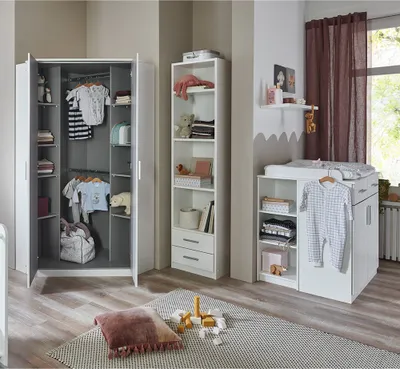Produktbild von Babyzimmer komplett Set BEELEN-43 mit Wickelkommode in weiß