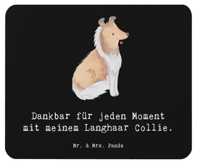Produktbild von Mr. & Mrs. Panda Mauspad Langhaar Collie Moment - Schwarz - Geschenk, pc, Mouse Pad, Britischer Hütehund, mousematte, Mousepad