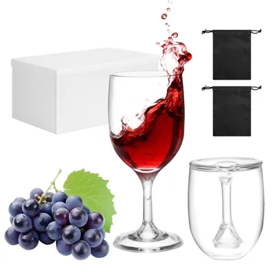 Produktbild von VINATO 2 Stück Weingläser Kunststoff to Go, 200ml Faltbares Camping Weingläser Plastik, mit Aufbewahrungsbox, Moderne Mehrweg Rotweingläser To Go, für Reisen Camping Outdoor Picknick