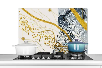 Obrázok produktu pre MuchoWow® Splashback Kuchyňa - Kuchynský backsplash - Ochrana steny pre sporák a drez Abstraktné - Zlato - Príroda - Umenie 80x55cm Alu-Dibond