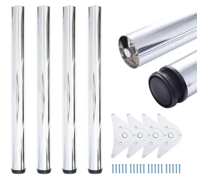 Produktbild von 4x sossai Premium Tischbeine in Chrom 82cm / Ø60mm höhenverstellbare Tischfüße