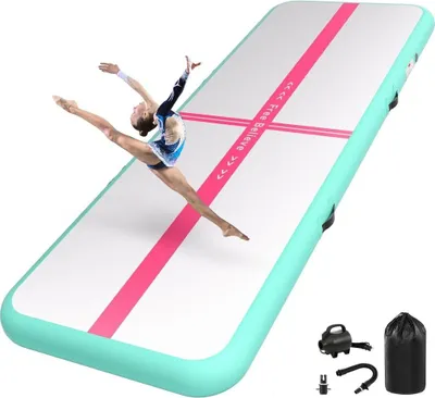 Produktbild von Aufblasbare Turnmatte, 2-6 m – 10/15 cm dick – Gymnastikmatte mit 600-W-Elektropumpe – für Fitness, Yoga und zu Hause