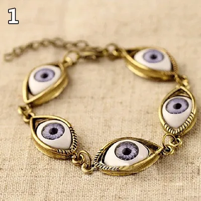 Produktbild von Mode Uni Engel Böse Dämon Big Eye Augapfel Muster Armband Kette Schmuck Geschenk-Messing