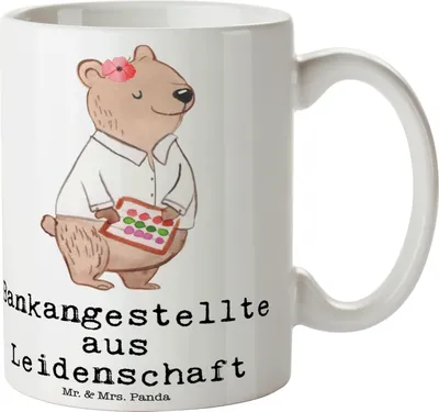 Produktbild von Mr. & Mrs. Panda Keramiktasse Bankangestellte Leidenschaft - Weiß - Geschenk, Kaffeebecher, Trinkbecher, Lustig, Beruf, Kaffeetasse, Spruch, Becher, Witzig, Tasse