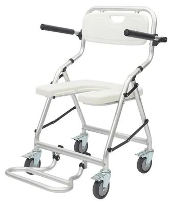 Obrázek produktu pro Skládací sprchová židle s kolečky - nosnost 150 kg