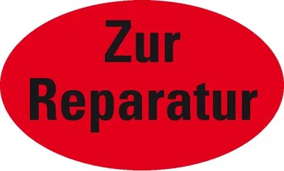 Produktbild von Dreifke® Aufkleber I Organisationsetikett Z.Reparatur, oval, rot, Haftpapier,...