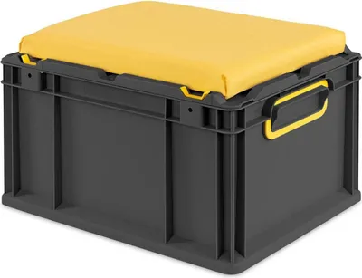 Produktbild von Eurobox NextGen Seat Box Gelb | HxBxT 26,5x30x40cm | 20 Liter | Griffe geschlossen | Schwarz | Eurobehälter, Sitzbox, Transportbox, Transportbehälter, Stapelbehälter