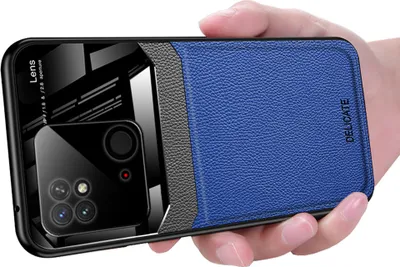 Produktbild von Redmi 10C Hülle, TPU Stossfest Anti-rutsch Leder Glas Len Hybrid Schutzhülle für Xiaomi Redmi 10C Blau