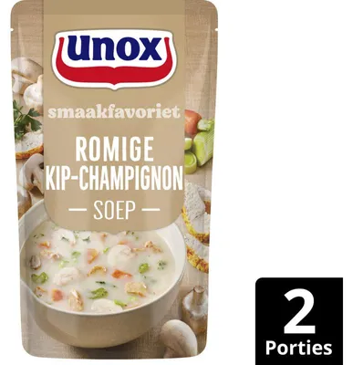 Immagine prodotto di Zuppa di pollo e funghi Unox 570 ml, cremosa con pollo e funghi