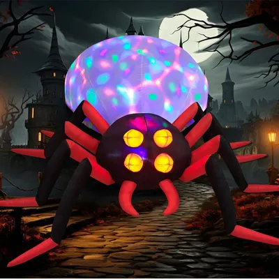 Aufblasbare Halloween-Spinne 2,44 m mit LED-Lichtern