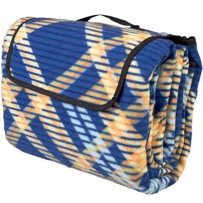 Produktbild von Picknickdecke 200x200cm Campingdecke XXL Wasserdicht Isoliert Outdoor Faltbar Tragegriff Marineblau-Orange