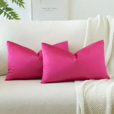 Zdjęcie produktu dla Zestaw 2 poszewek na poduszki z aksamitu, 40x60 cm, kolor różowo-czerwony