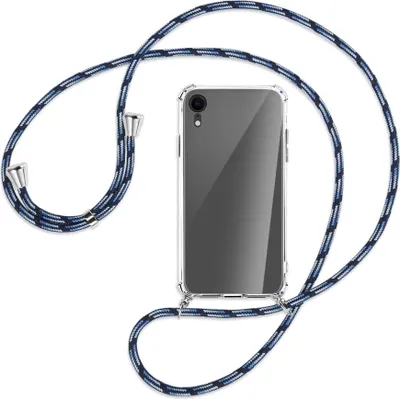 Produktbild von Handykette Backcover-Schutzhülle mit Band (Metall silberfarben) für Apple iPhone XR - Blautöne